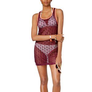 Miken Burgundy and White Swim Coverup